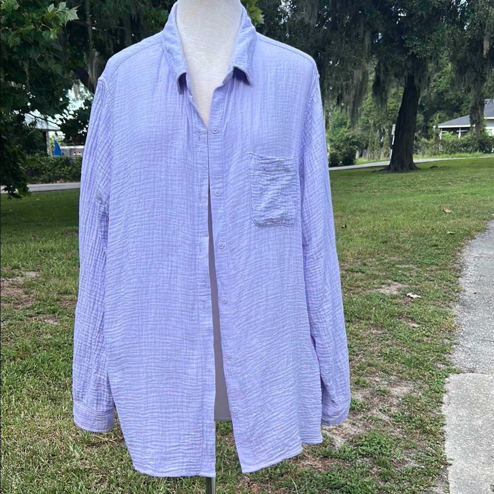 Nine West Light Purple Button Down Shirt